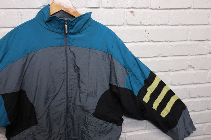 90s blue grey and yellow windbreaker size xl