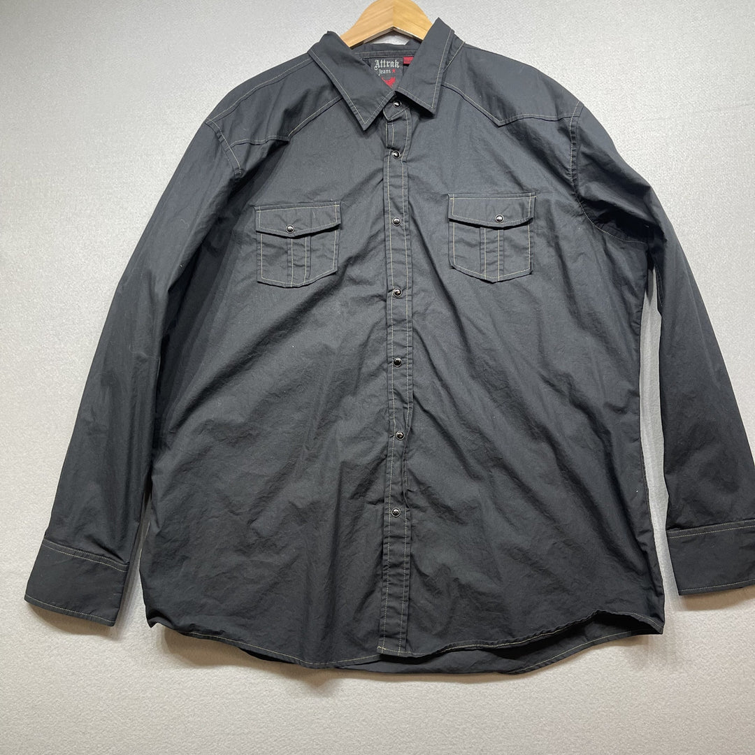 Vintage Y2K Attrak Jeans Button Down Shirt Size XXL