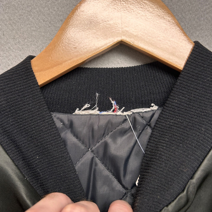 Vintage Willis Shaw Express Black Nylon Trucker Bomber Jacket Size XXL