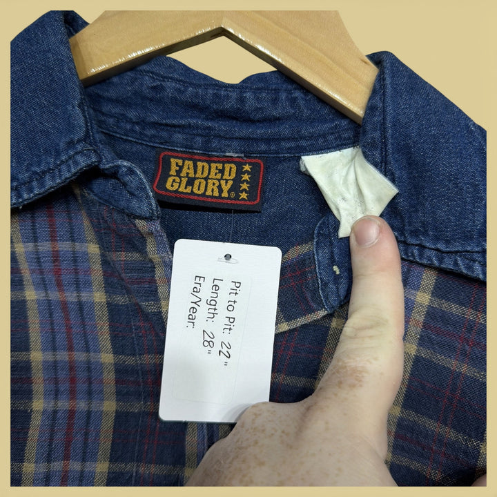 Vintage 90s Faded Glory Button Down Shirt Size Large