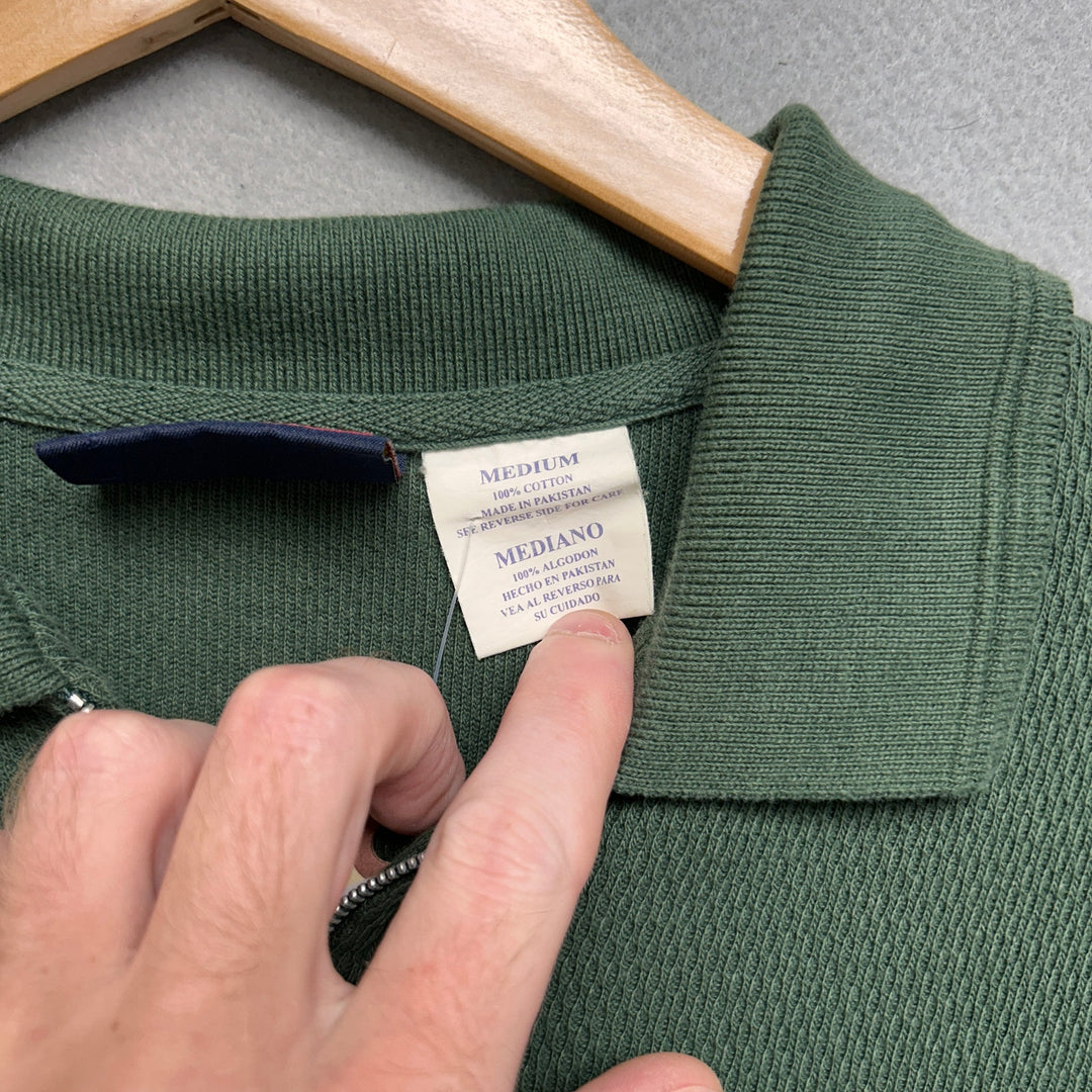 Early 2000s Faded Glory Men's Long Sleeve Green Quarter Zip Shirt Medium