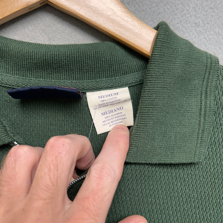 Early 2000s Faded Glory Men's Long Sleeve Green Quarter Zip Shirt Medium