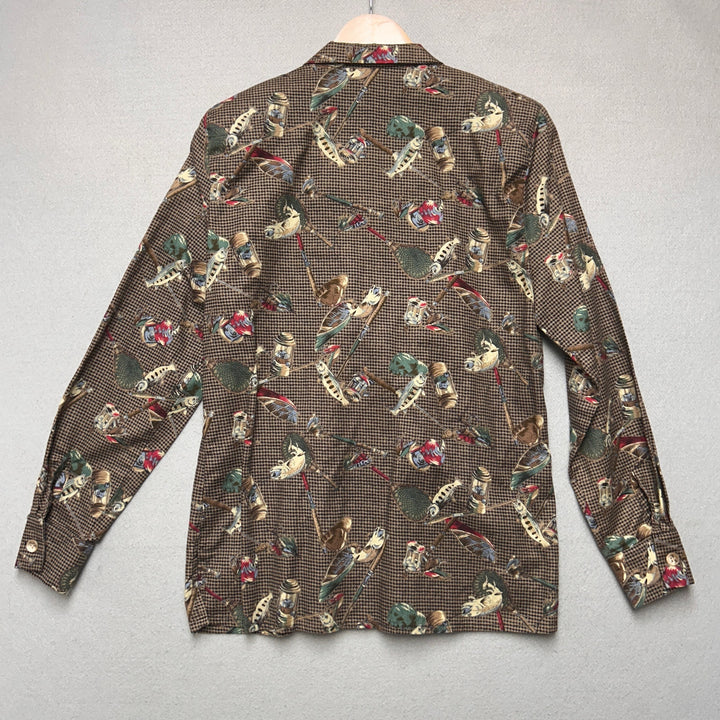 Vintage Rebecca Thomas Fishing Print Shirt size Medium