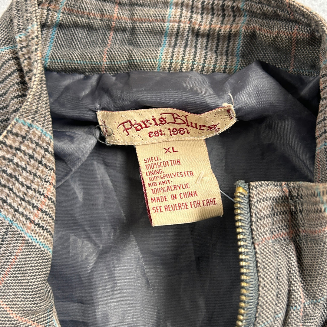 Paris Blues Plaid Y2K Cropped Jacket Size XL