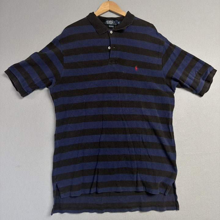 Vintage Ralph Lauren Black and Blue Polo Shirt Size XL