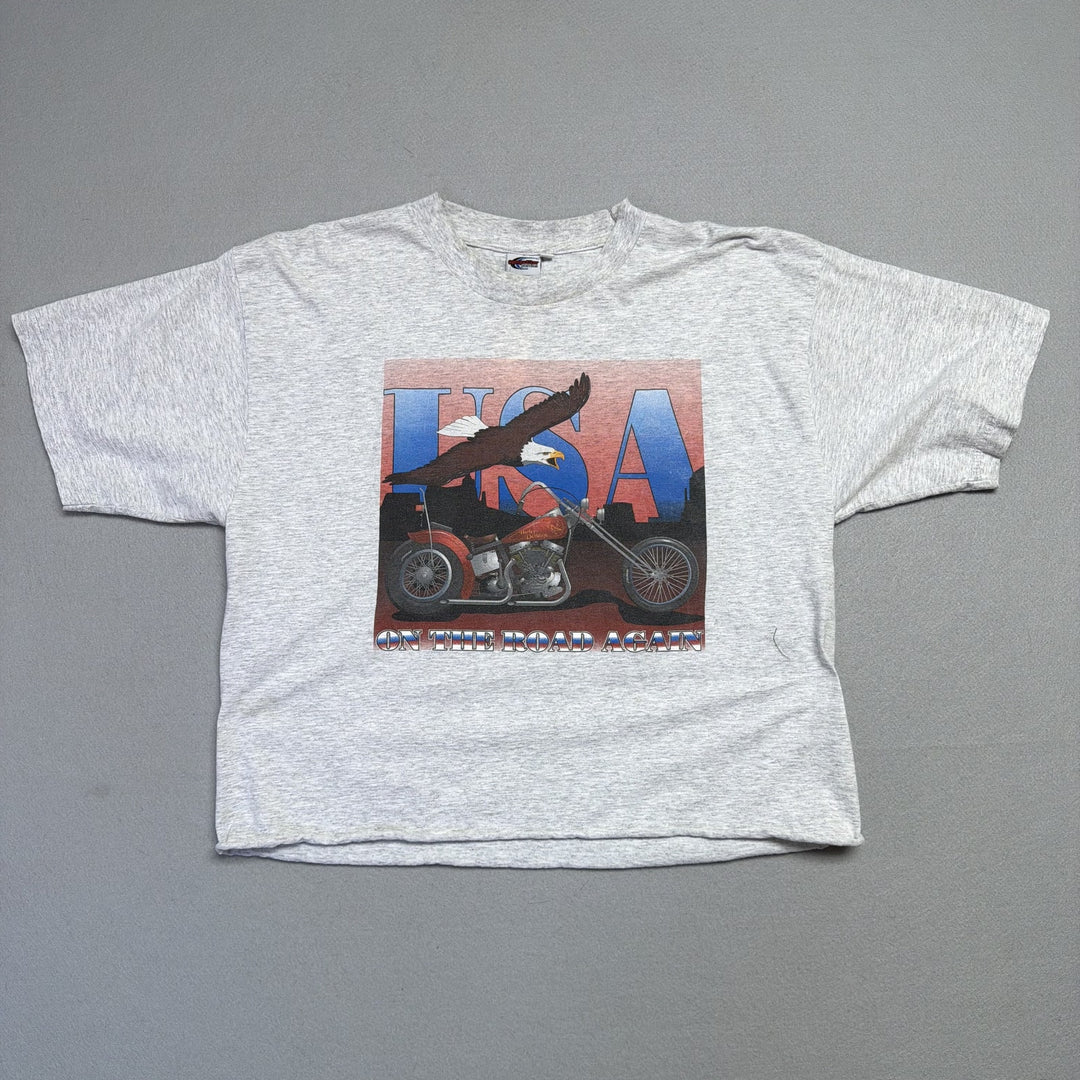 Vintage Harley Davidson USA Crop Top T Shirt Size XL