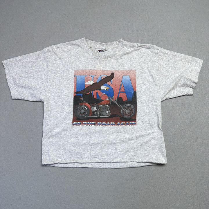 Vintage Harley Davidson USA Crop Top T Shirt Size XL