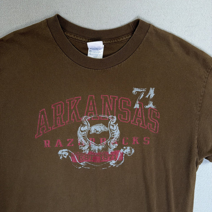 Vintage Arkansas Razorbacks Y2K Brown T Shirt Size Large