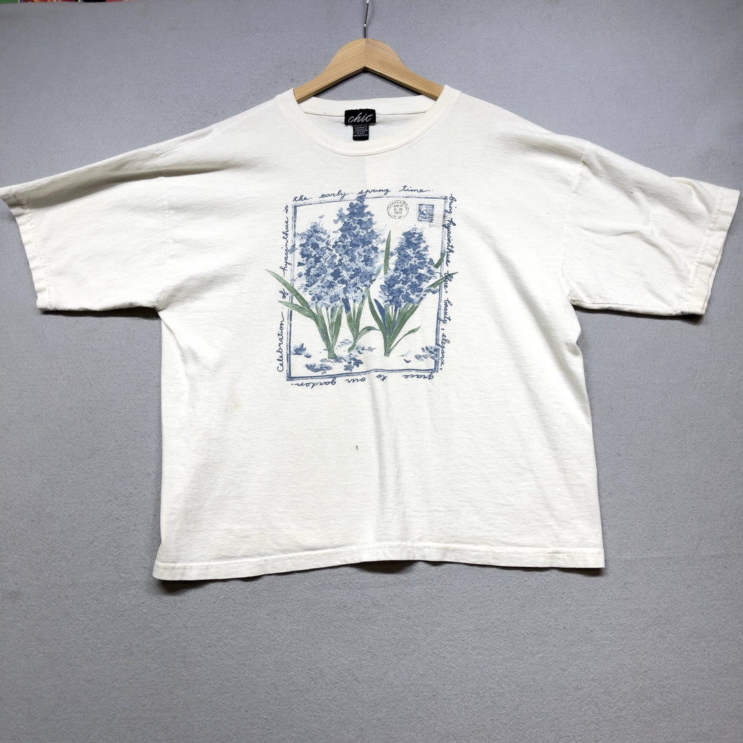 Vintage Blue Flower T Shirt Size Large