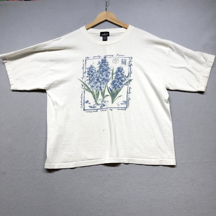 Vintage Blue Flower T Shirt Size Large