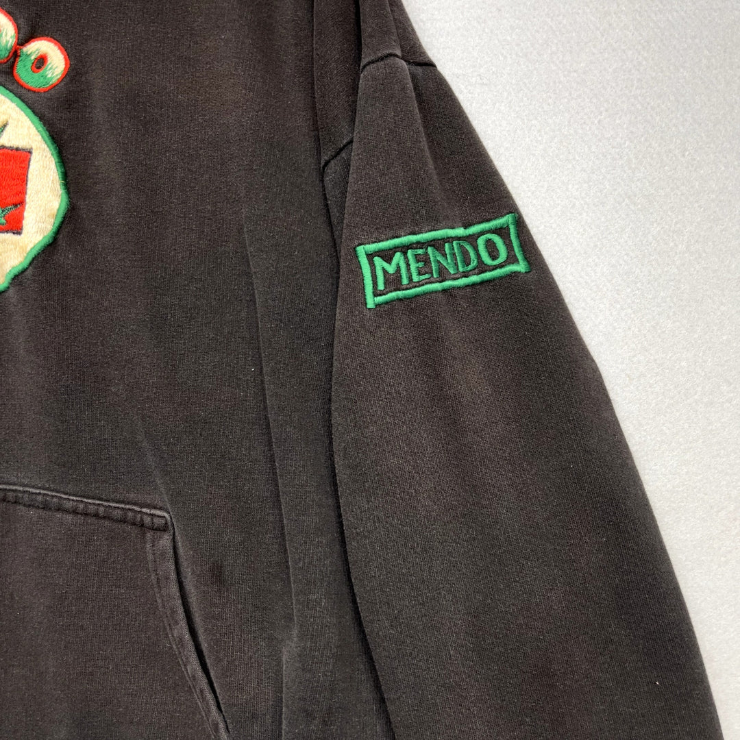 Vintage Mendo Weed Marijuana Embroidered Hoodie Size Large
