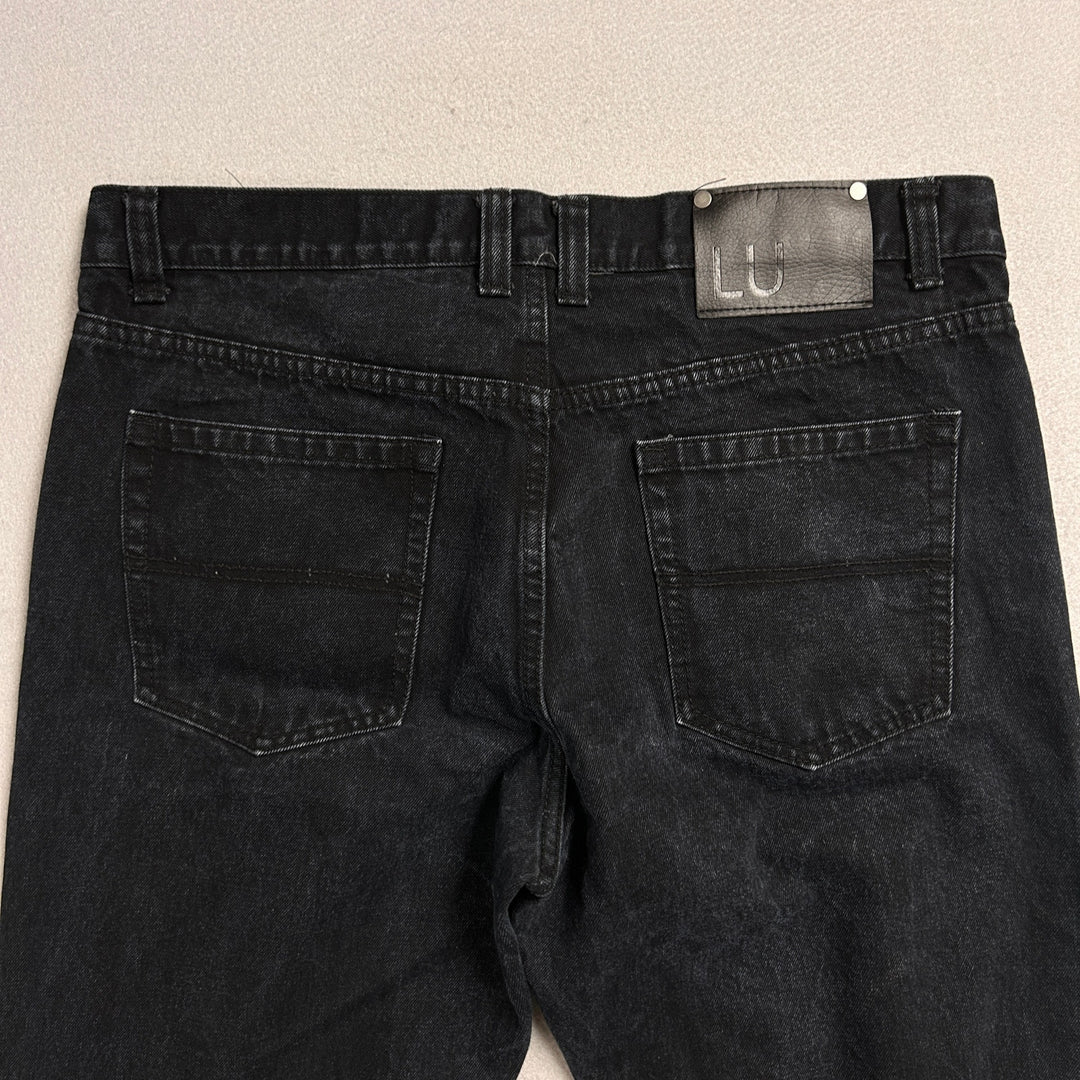 Linea Uomo Mens Black Denim Jeans Baggy Wide fit 38x32