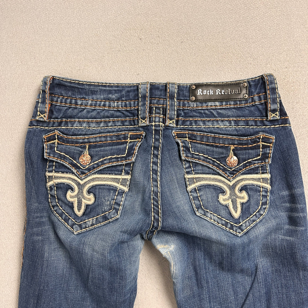 Women's Rock Revival Paula Boot Cut Big Stitch Jeans 34x32