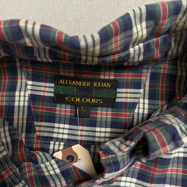 Vintage Alexander Julian Plaid  Button Down Shirt Size Large