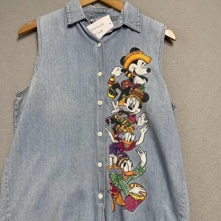 Women's 90's Mickey Mouse by Jerry Leigh Denim Vest Size Medium