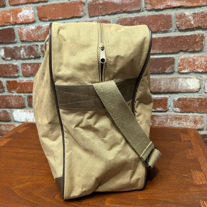 Ralph Lauren Duffle Bag Vintage Tan Canvas and Leather Travel Weekender Bag