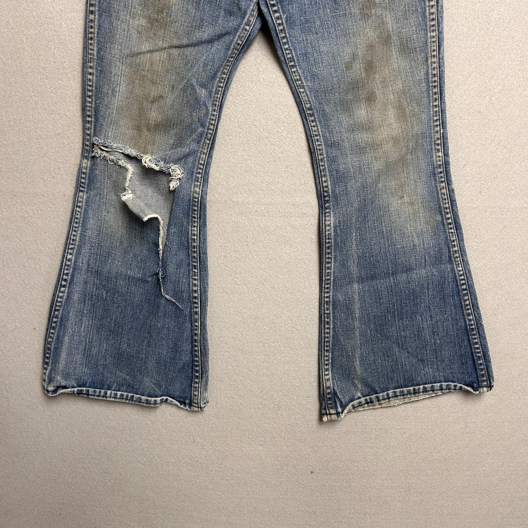 Vintage 70's Sears Flared Leg Distressed Jeans Size 28x27