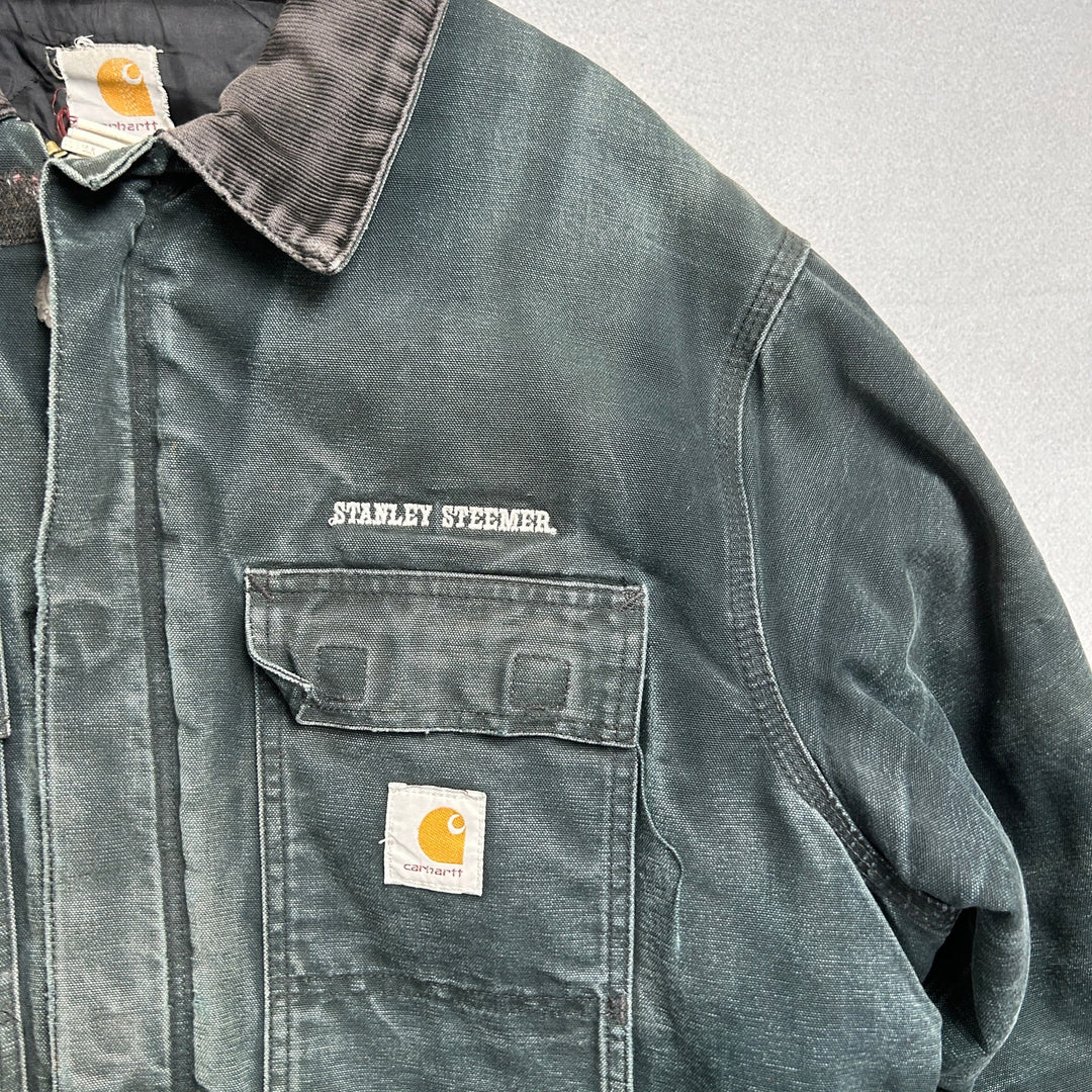 Vintage Carhartt C03 BLK Full Zip Work Wear Jacket Distressed 48
