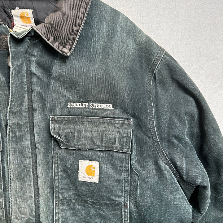 Vintage Carhartt C03 BLK Full Zip Work Wear Jacket Distressed 48