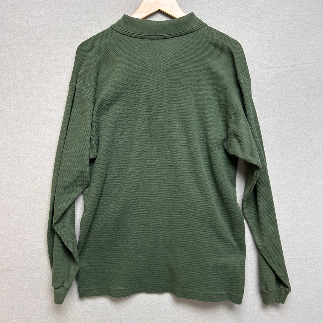 Early 2000s Faded Glory Men's Long Sleeve Green Quarter Zip Shirt Medium
