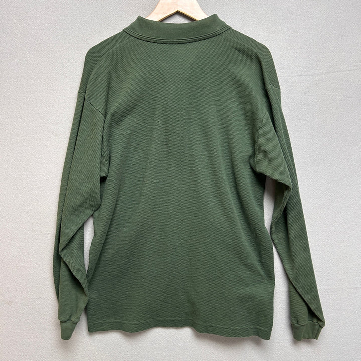 Early 2000s Faded Glory Men's Long Sleeve Green Quarter Zip Shirt Medium