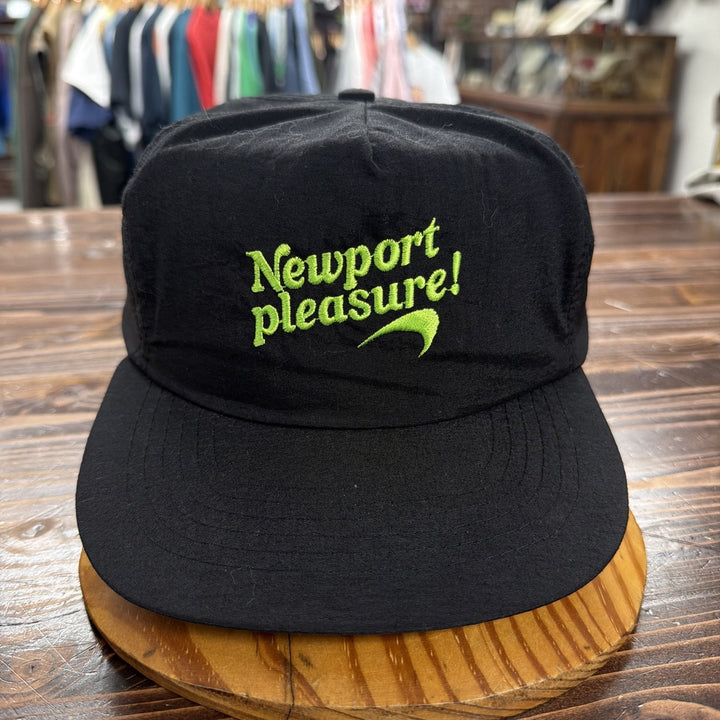 90's Newport Cigarette Black Nylon Embroidered Lightweight Snapback Hat