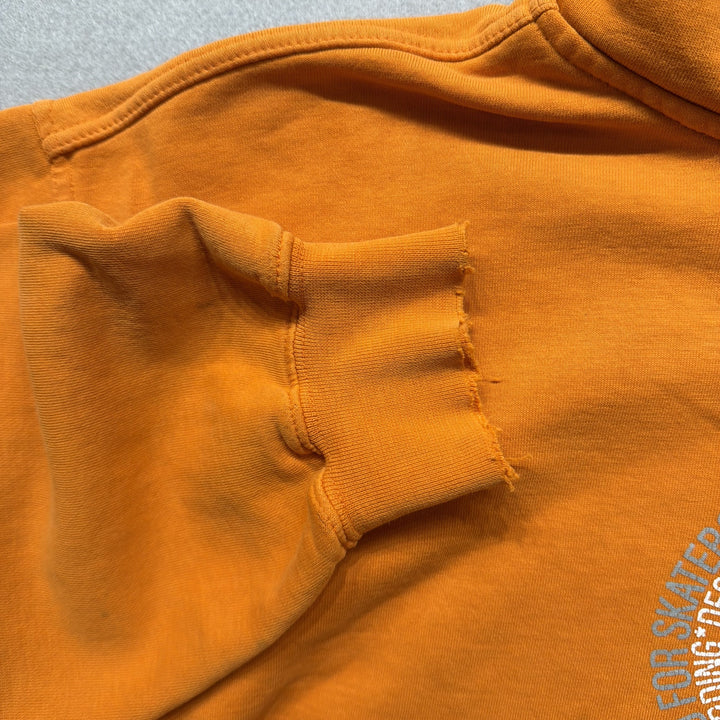 Y2K éS Skateboard Co Round Text Logo Hoodie Orange Size Large