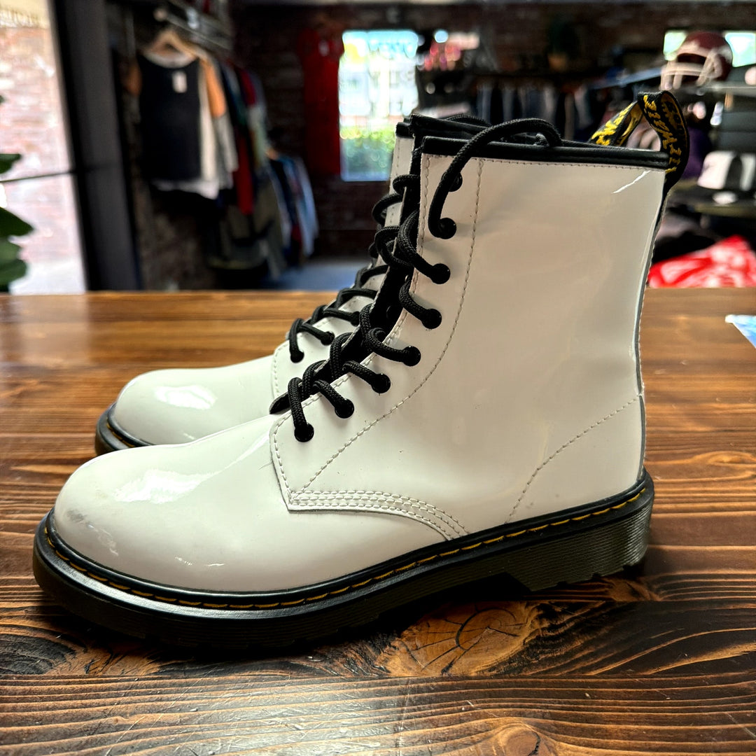 Dr Martens White Patent Leather White Boots Size Womens 6