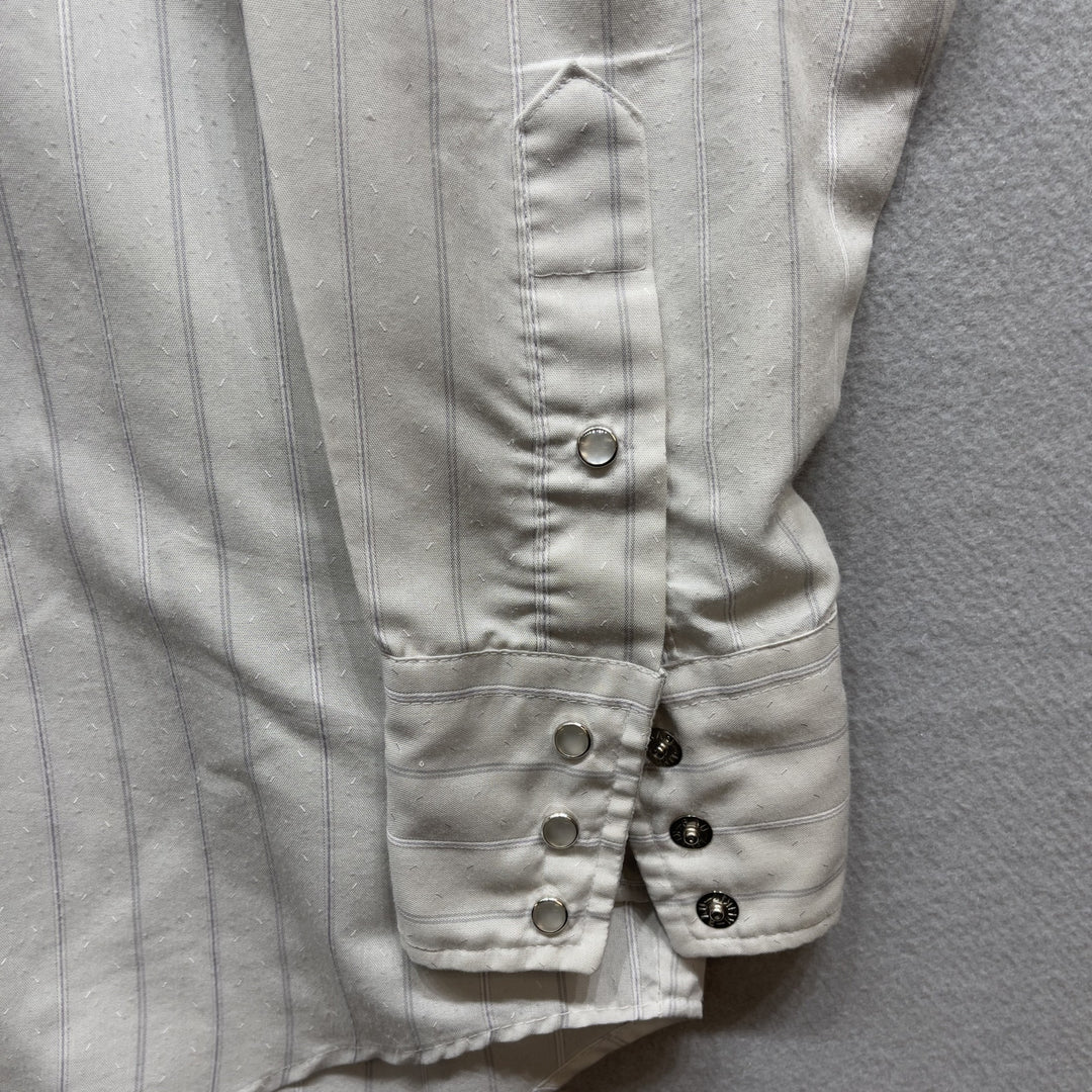 Vintage Karman Gray Double Pocket Long Sleeve Western Button Up Size XL