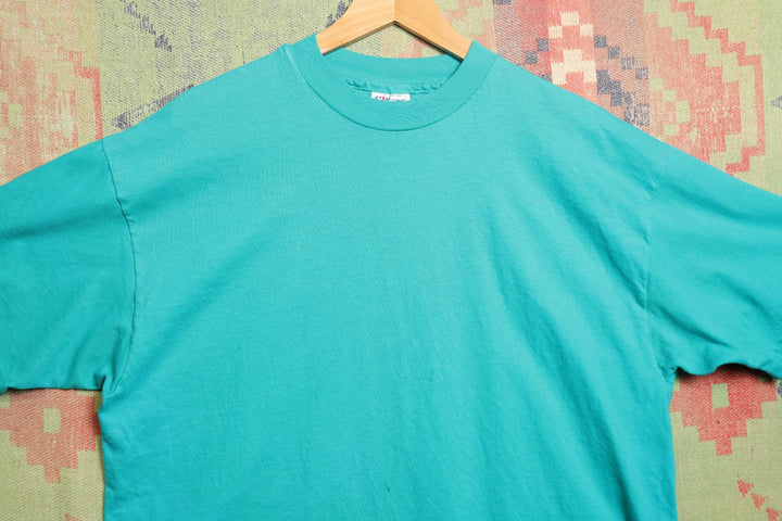 Hanes Beefy Vintage Teal Blank T Shirt 90s XL