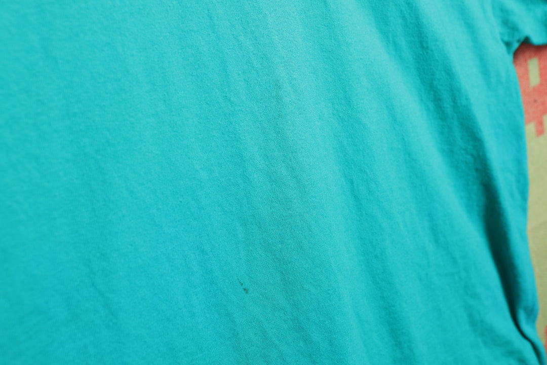 Hanes Beefy Vintage Teal Blank T Shirt 90s XL