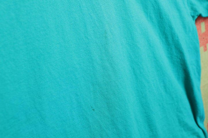 Hanes Beefy Vintage Teal Blank T Shirt 90s XL