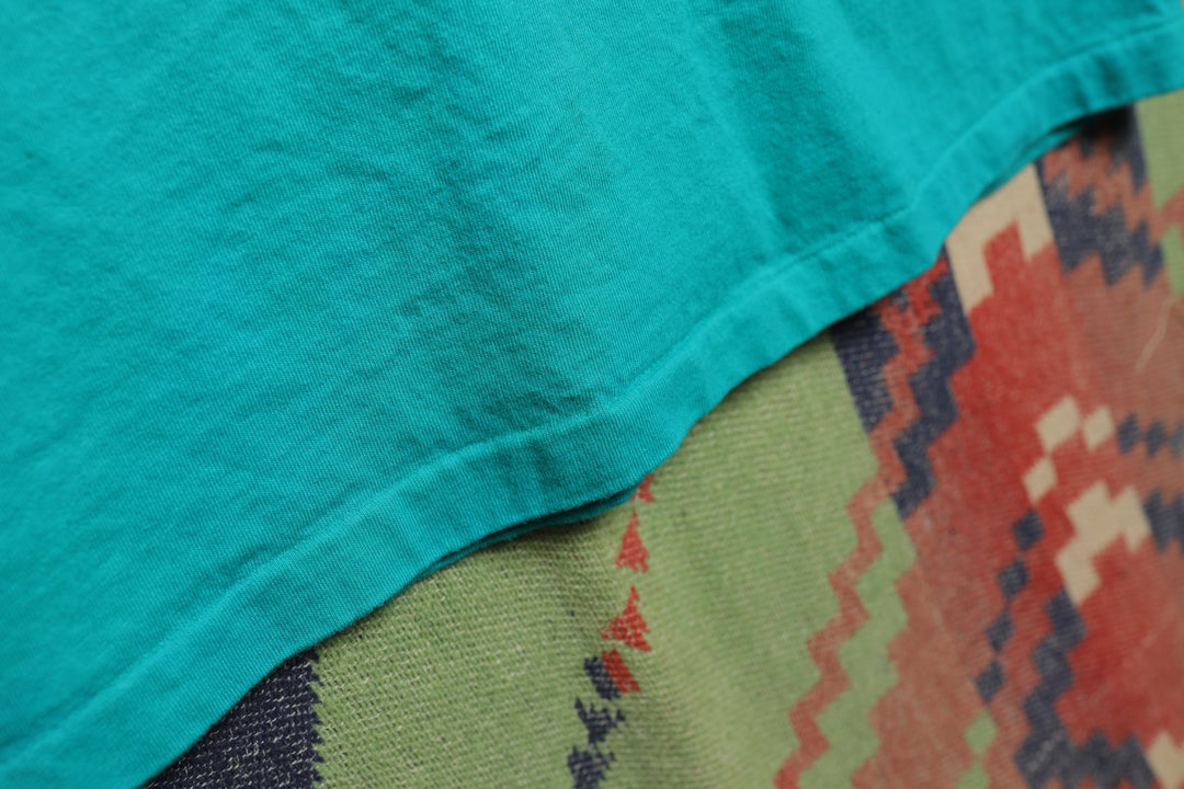Hanes Beefy Vintage Teal Blank T Shirt 90s XL