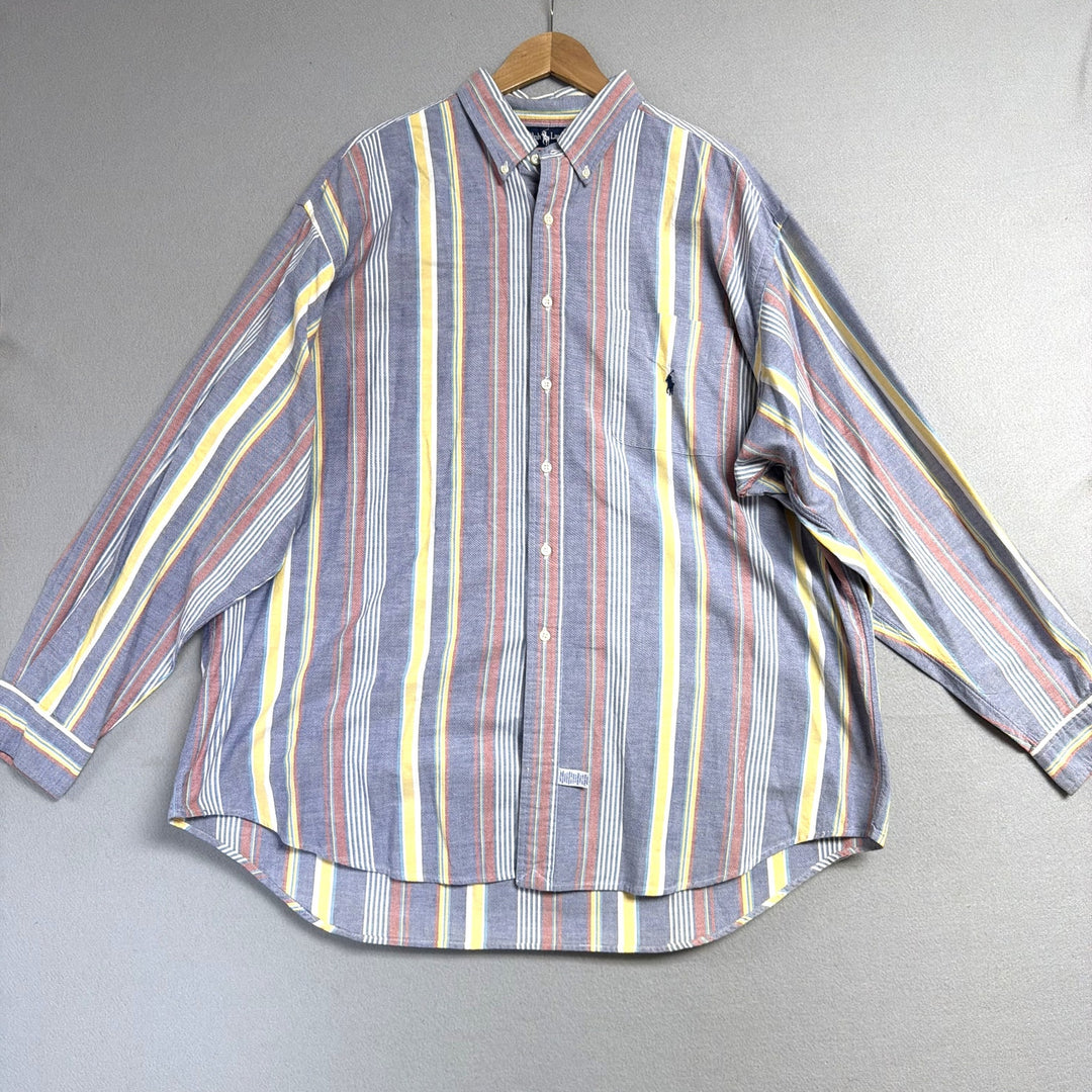 Vintage Polo Ralph Lauren Big Shirt Striped Button Down Shirt Size XL