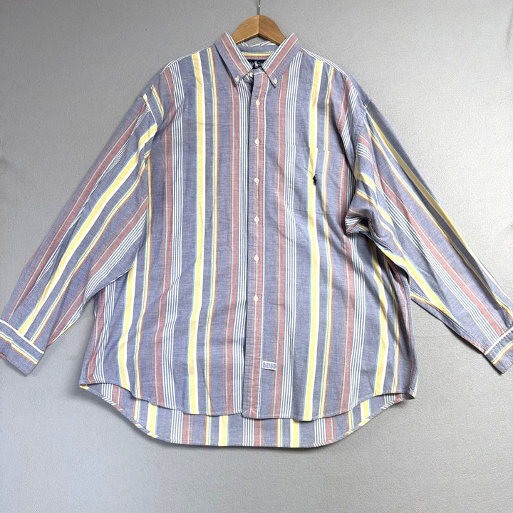 Vintage Polo Ralph Lauren Big Shirt Striped Button Down Shirt Size XL