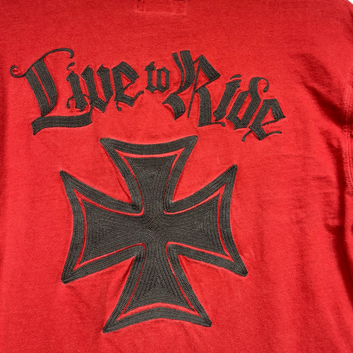 Lucky Brand Y2K Live To Ride Embroidered Shirt size Medium