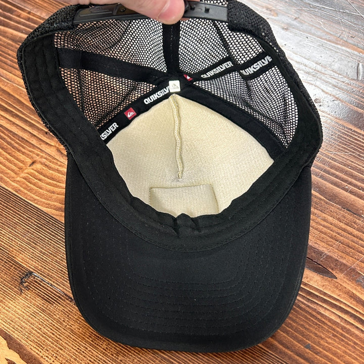 Y2K Quiksilver Men's Truck Hat Black White Patch Hat Surf Wear Snapback