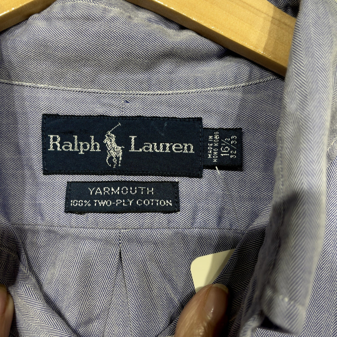 Polo Ralph Lauren Blue Herringbone Yarmouth Shirt Size XL