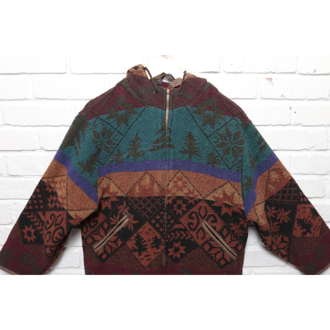 LL Bean Vintage Jacket Womens Small 90s Wool Blend Nordic