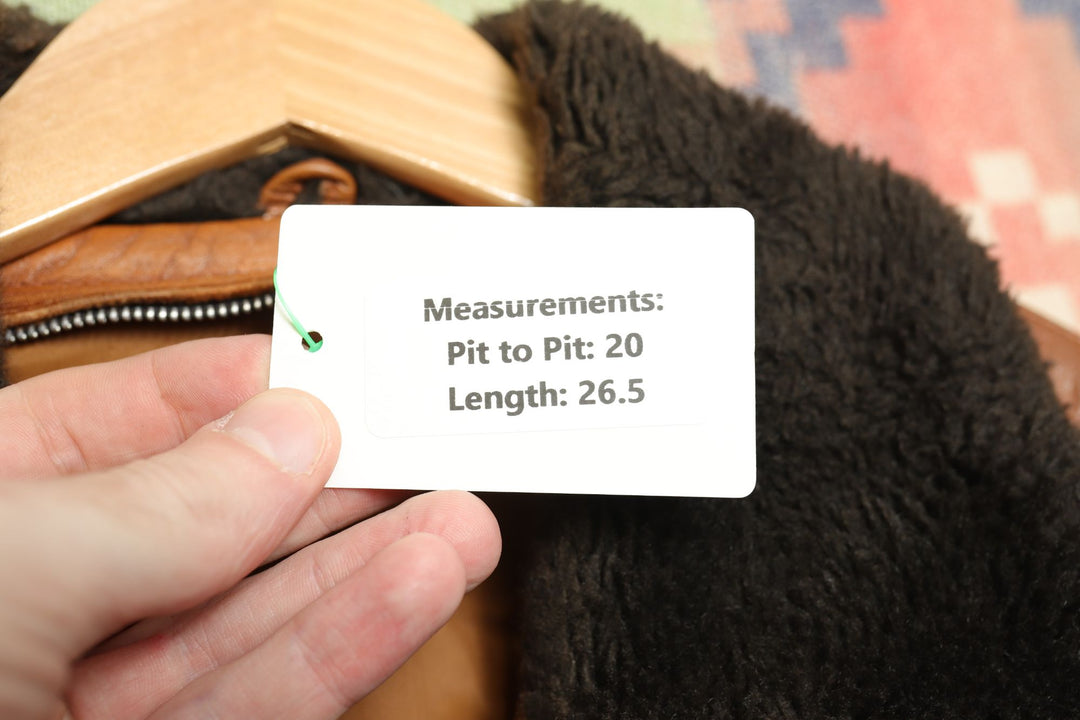 Vintage Brown Leather Jacket Faux Fur Collar Small 70s