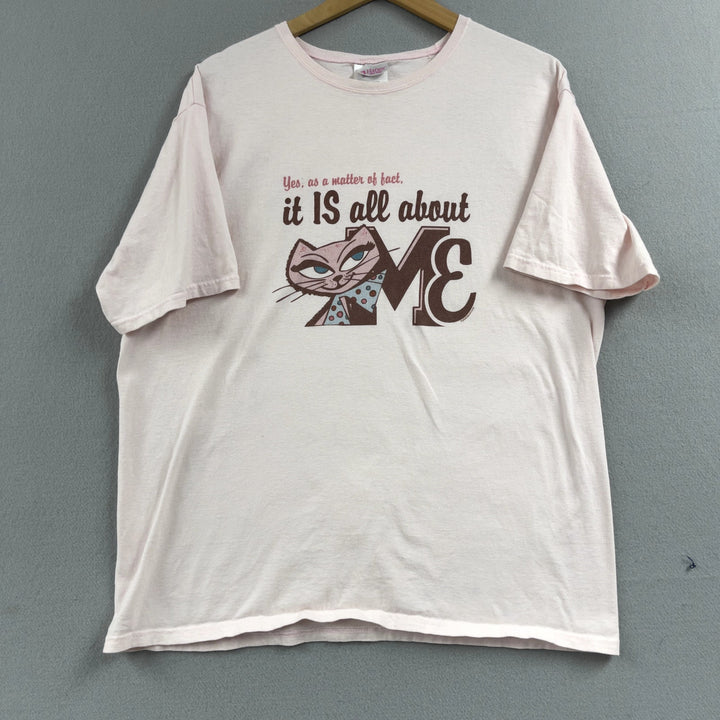 Vintage It's All About Me Pink Cat Tee Size XL