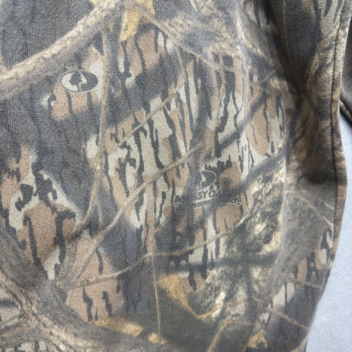 Vintage 90s Mossy Oak Shadow Branch Camo Hoodie Size Large Grunge Faded