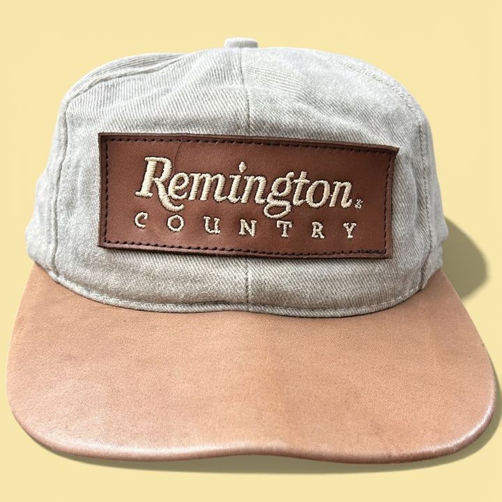 Vintage Remington Country 90s Leather Brim Strap back Hat
