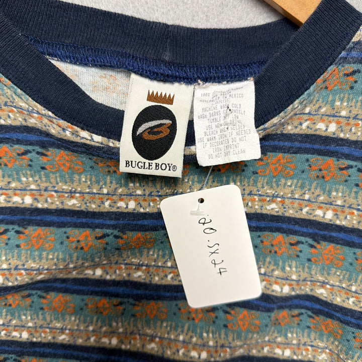 Vintage Bugle Boy Striped Crop Shirt Size Large