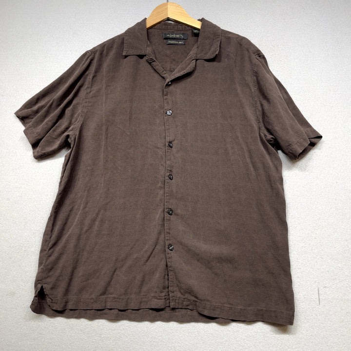 Vintage Axist Brown Silk Shirt Size Large