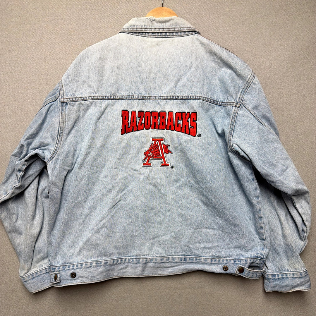 Vintage University Of Arkansas Denim Jacket Size Large