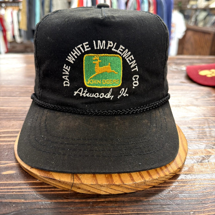 Vintage John Deere Dave White Implement Snapback Hat