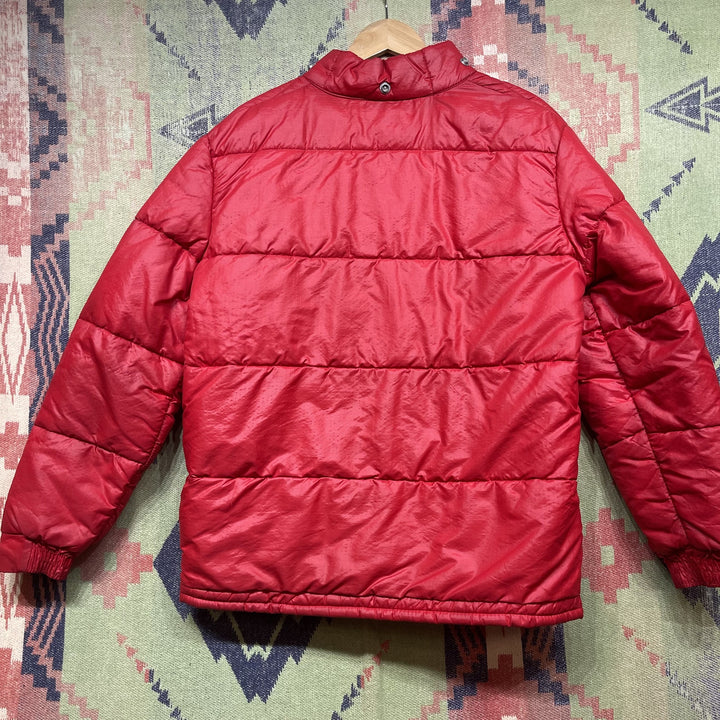 Vintage 70s Struggle Gear William Barry Red Puffer Jacket Size Medium