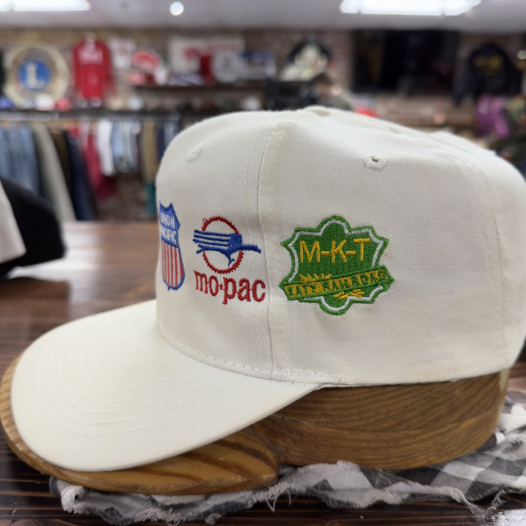 Train Lines Vintage Embroidered Snapback Hat 90s