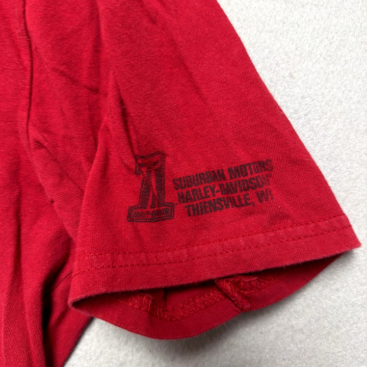 Harley Davidson Red Flocked T Shirt size Medium